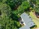 Beautiful aerial view of home's back patio featuring outdoor seating at 1610 Ridge Rd, Raleigh, NC 27607