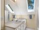 Well-lit bathroom with skylights and a vanity with ample storage, creating a refreshing space at 1610 Ridge Rd, Raleigh, NC 27607
