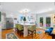 Bright kitchen with white cabinets, a large island, stainless appliances, and hardwood floors at 1610 Ridge Rd, Raleigh, NC 27607