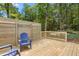A back deck enclosed with a modern privacy fence and two Adirondack chairs at 1952 Lewis Dr, Burlington, NC 27215