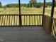 View of an unfinished wooden porch featuring classic railing and a picturesque outdoor view at 240 Noramac Ct, Selma, NC 27576