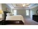 Spacious main bedroom with tray ceiling, plush carpeting, and abundant natural light at 308 Wescott Ridge Dr, Holly Springs, NC 27540