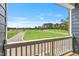 Enjoy the view of the green yard from the patio at 555 Forestville Rd, Wake Forest, NC 27587