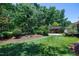 Spacious backyard boasts lush greenery, mature trees, and meticulous landscaping, creating a private outdoor oasis at 9048 Chelsea Dr, Raleigh, NC 27603