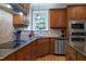 Close-up of kitchen with granite countertops, stainless appliances and ample cabinet space at 9048 Chelsea Dr, Raleigh, NC 27603