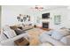 Inviting living room with a fireplace, hardwood floors, and comfortable sofas at 100 S Sunset Ridge Dr, Willow Springs, NC 27592