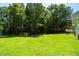 Expansive backyard featuring lush green lawn and mature trees offering privacy at 1201 Teakwood Ct, Sanford, NC 27330