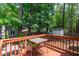 Inviting back deck with wooden floors and orange railings, ideal for relaxing or entertaining outdoors at 208 Silk Hope Dr, Cary, NC 27519