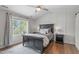 Charming bedroom with a vaulted ceiling, board and batten, and elegant furnishings at 208 Silk Hope Dr, Cary, NC 27519