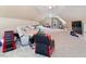 Spacious bedroom with pitched ceiling, ceiling fans, carpet flooring and comfortable seating at 308 Nashville Dr, Archer Lodge, NC 27527