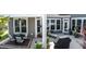 Cozy covered patio area featuring comfortable seating and an outdoor cooking area, perfect for entertaining at 405 Bramble Ln, Clayton, NC 27527