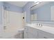 Bathroom featuring a shower and white vanity at 5124 Lazywood Ln, Durham, NC 27712