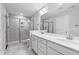Bathroom with dual vanity, a large shower, and a toilet at 529 Forestville Rd, Wake Forest, NC 27587