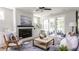 Living room with a fireplace, comfortable seating, and sliding doors to an outdoor deck at 812 Ballaster Rd, Fuquay Varina, NC 27526
