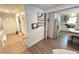 Entryway showcasing hardwood floors connecting to a well-equipped kitchen area at 908 Valmet Dr, Durham, NC 27703