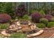 Backyard water feature with small waterfall and lush landscaping at 1009 Margarets Ln, Raleigh, NC 27614