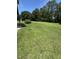 The home's expansive backyard features lush green grass and large shade trees at 410 Carmil Dr, Selma, NC 27576