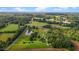 Expansive aerial view of a property featuring lush greenery, a serene pond, and farmland at 4345 Mcintyre Rd, Gibsonville, NC 27249