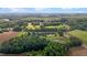 Expansive aerial view of a property featuring lush greenery, a serene pond, and farmland at 4345 Mcintyre Rd, Gibsonville, NC 27249