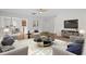 Staged living room showcases modern furniture, decor, and a stylish rug, creating a cozy and inviting space at 4716 Miller Dr, Durham, NC 27704