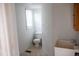 Bright bathroom with a toilet, a sink, and a window at 5004 Us 70 Alt, Princeton, NC 27569