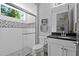 Stylish bathroom featuring a glass-enclosed shower and vanity with sink at 2112 Colin Hill Ct, Wake Forest, NC 27587