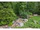 Tranquil backyard water feature nestled among lush greenery, providing a peaceful retreat in nature at 2112 Colin Hill Ct, Wake Forest, NC 27587