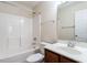 Bathroom featuring a vanity and a tub/shower combo at 2826 Tulip Poplar Cir, Durham, NC 27704