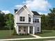 Charming two-story home with vertical siding, a brick-clad porch, and lush landscaping at 2864 Quarry Rd # 168, Rolesville, NC 27571