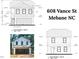 Front elevation drawing for home featuring two stories, front-facing garage, and a clean design at 608 Vance St, Mebane, NC 27302