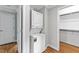 Laundry closet with stackable washer and dryer at 625 New Road Rd, Raleigh, NC 27608