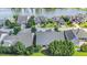 Aerial view of houses near a lake, with well-manicured lawns, mature trees, and inviting landscaping at 8007 Crookneck Dr, Angier, NC 27501