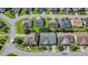 An aerial view of a community showcasing green lawns, mature trees, and well-maintained houses at 8007 Crookneck Dr, Angier, NC 27501