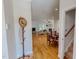 Inviting living room with hardwood floors, fireplace, and access to the outdoors at 90 S Old Lantern Rd, Timberlake, NC 27583