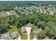 Residential neighborhood with mature trees, manicured landscaping and community layout from an aerial view at 101 Ferndale Ct, Clayton, NC 27520