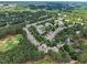 Expansive aerial view of a community surrounded by lush greenery and mature trees at 1326 Fairview Club Dr, Wake Forest, NC 27587