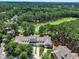 Aerial view showcasing homes with lush landscaping and access to a beautiful golf course at 1326 Fairview Club Dr, Wake Forest, NC 27587