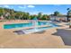 Community pool with spray fountain and multiple lanes for lap swimming at 1326 Fairview Club Dr, Wake Forest, NC 27587