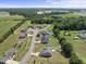 Serene aerial scene of a suburban neighborhood with houses nestled among lush greenery and open fields at 172 Fox Run Ct, Benson, NC 27504