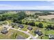 Sweeping aerial shot of a residential area showcasing tidy lawns and neighborhood homes surrounded by farmlands at 172 Fox Run Ct, Benson, NC 27504