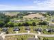 Aerial view of homes in residential neighborhood with ample green space, and scenic backdrop of countryside at 172 Fox Run Ct, Benson, NC 27504