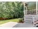 A charming backyard with a swing set, open lawn, and a covered patio at 1830 Wilshire Ave, Raleigh, NC 27608