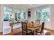 Bright and inviting dining room with large windows, a round wooden table, and seating for four at 1830 Wilshire Ave, Raleigh, NC 27608