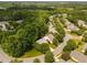 An aerial view showcasing the neighborhood's peaceful streets, lush greenery, and well-maintained homes at 208 Rockport Ridge Way, Cary, NC 27519