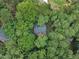 Aerial shot of house nestled among tall, mature trees showing the roof at 2095 Woodberry Dr, Clayton, NC 27527