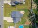 Aerial view of home with a well-designed backyard featuring a fire pit at 2223 Copper Pond Way, Fuquay Varina, NC 27526