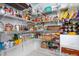 Well-stocked pantry with ample white wire shelving and a variety of food items and kitchen essentials at 2816 Keck Dr, Burlington, NC 27215