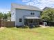 Backyard featuring a well-maintained lawn, privacy fence, and screened-in porch for outdoor enjoyment at 300 Stobhill Ln, Holly Springs, NC 27540