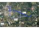 Map of Raleigh showing travel routes from downtown and nearby areas at 3113 White Blossom Ct, Raleigh, NC 27610
