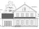 Detailed elevation showing vertical siding, brick foundation, and garage at 371 Water Tower Rd, Moncure, NC 27559